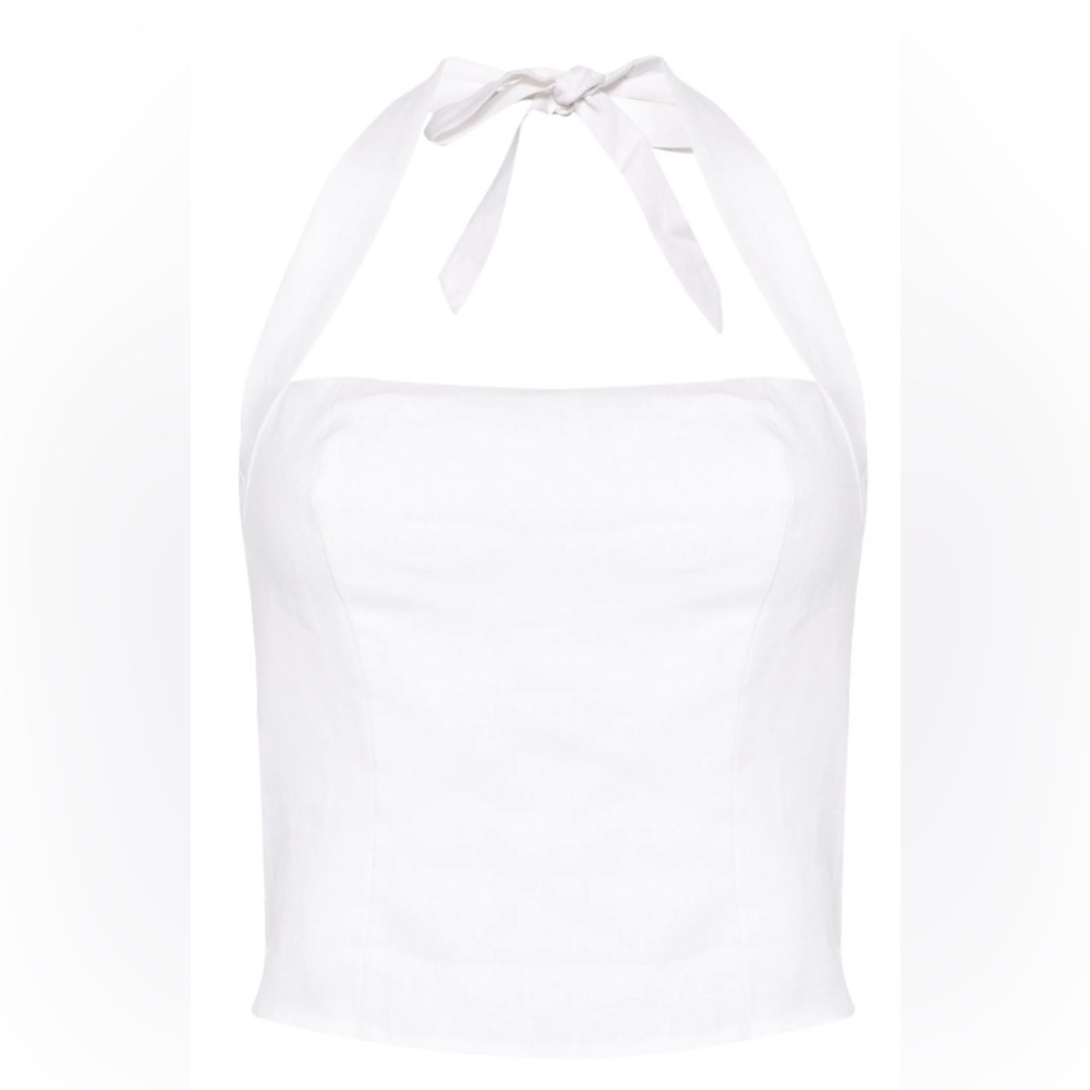 Reformation White Halter Bodice Top